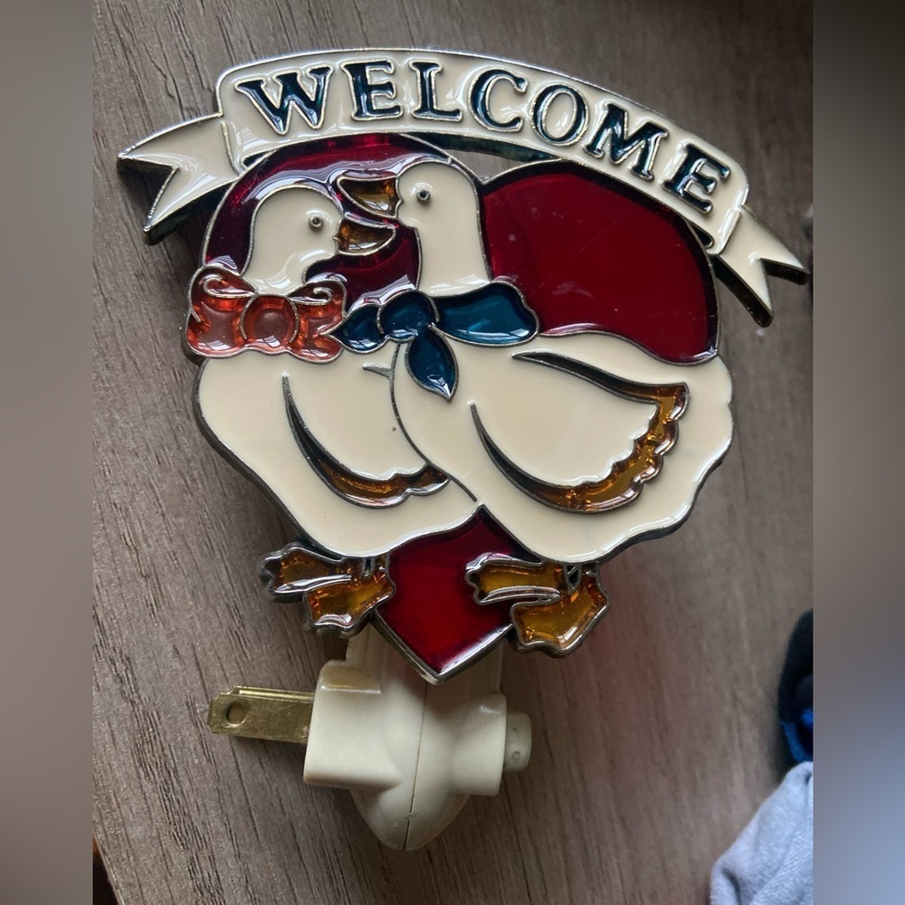 Stained Glass Light Sun Catcher night light Multicolored Welcome Ducks  T20